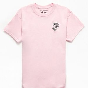 Riot Society By PacSun Rose Outline T-Shirt- Pink